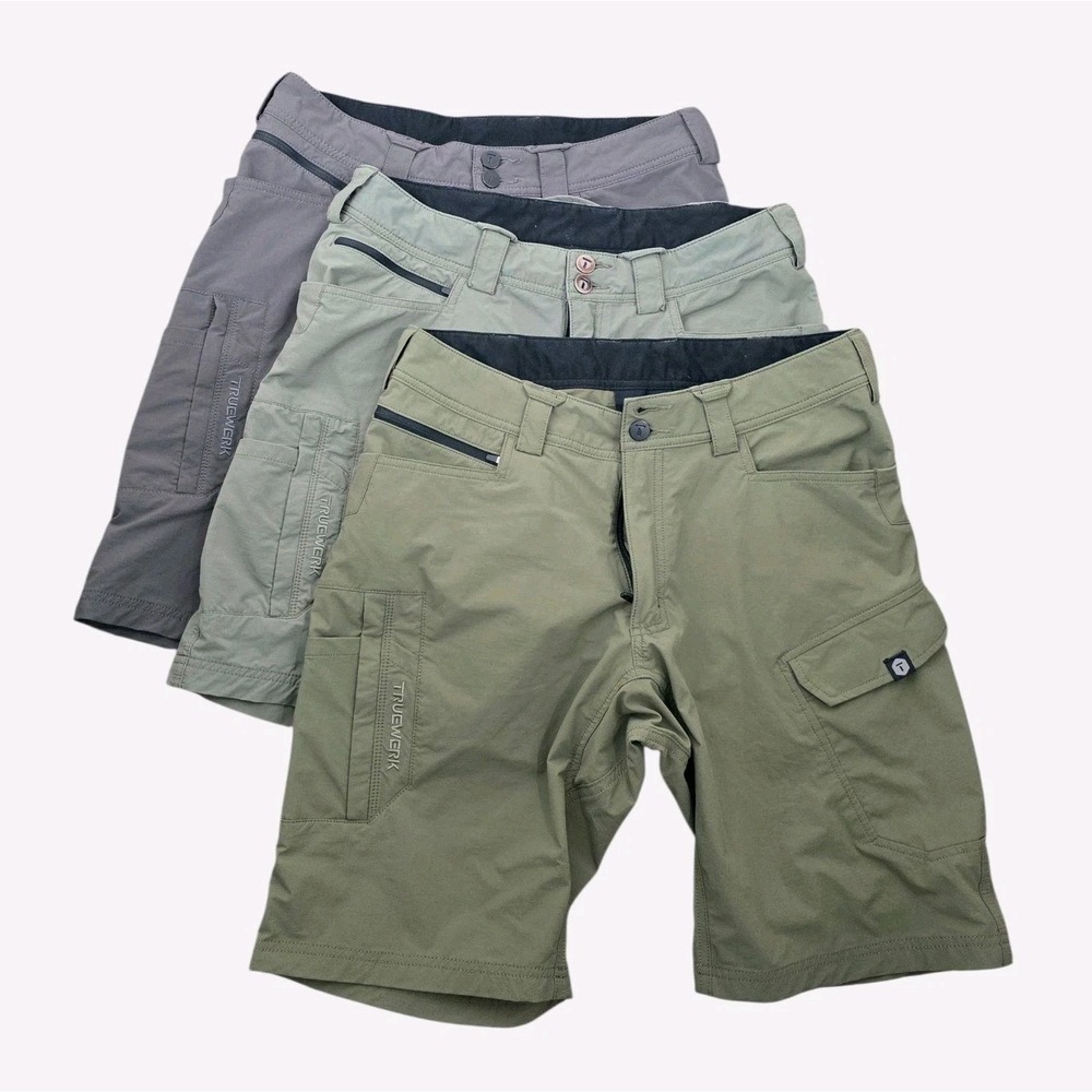 Truewerk T1 Werkshort Cargo Shorts Mens 32 Army Green Grey Stretch Bundle of 3